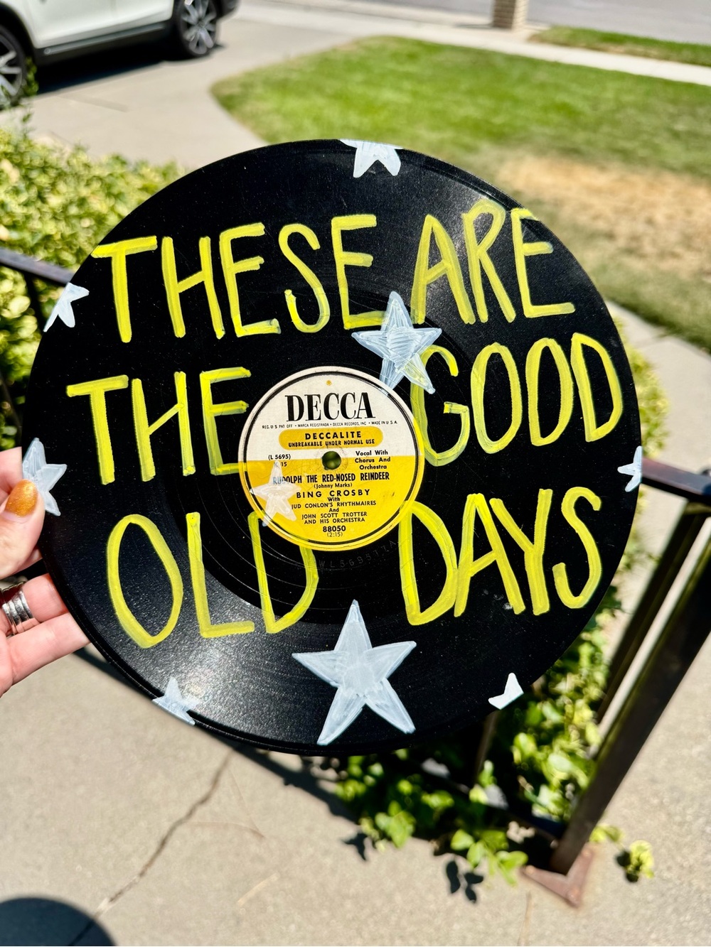 Hand-Painted Black Vinyl Record Wall Decor - These Are The Good Old Days